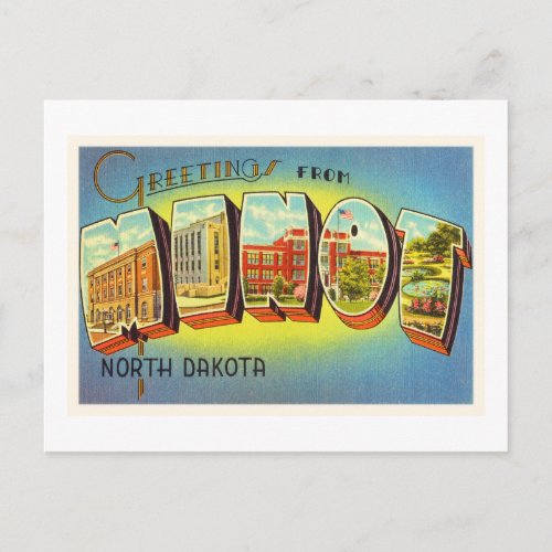Minot North Dakota ND Old Vintage Travel Souvenir Postcard