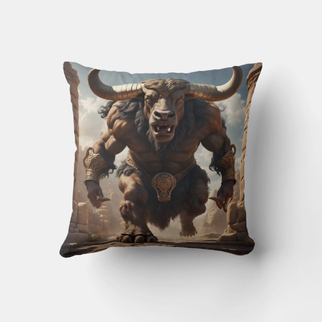 Minotaur Throw Pillow (Back)
