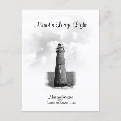 Minots Ledge Light _ Massachusetts Postcard