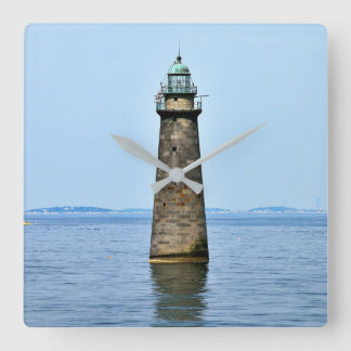 Minots Ledge Lighthouse Mass. Square Wall Clock