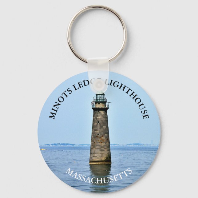 Minots Ledge Lighthouse Massachusetts Keyring (Front)