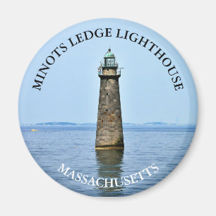 Minots Ledge Lighthouse Massachusetts Round Magnet