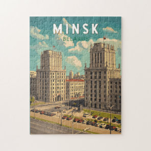 Minsk Belarus Illustration Travel Art Vintage Jigsaw Puzzle
