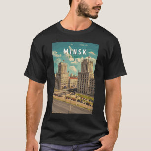 Minsk Belarus Illustration Travel Art Vintage T-Shirt