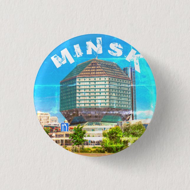 Minsk Belarus State Library Architecture City Button (Front)