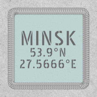Minsk Latitude Longitude Coordinates Iron On Patch