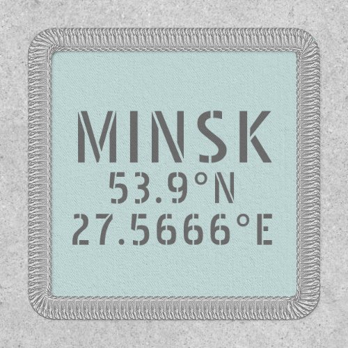 Minsk Latitude Longitude Coordinates Iron On Patch