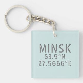 Minsk Latitude Longitude Coordinates Keychain