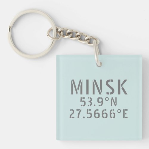 Minsk Latitude Longitude Coordinates   Keychain