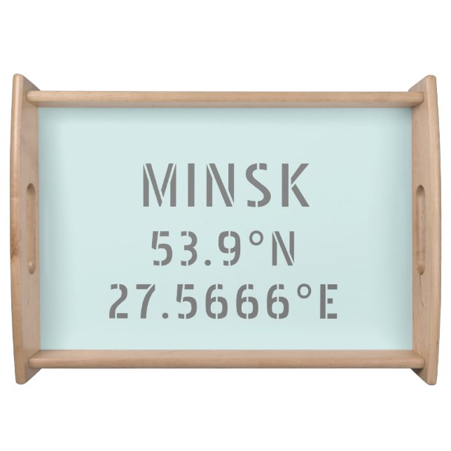 Minsk Latitude Longitude Coordinates Serving Tray (Front)