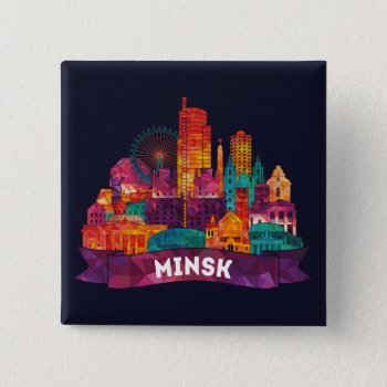 Minsk - Travel To The Famous Landmarks Pinback Button by GiftStation at Zazzle