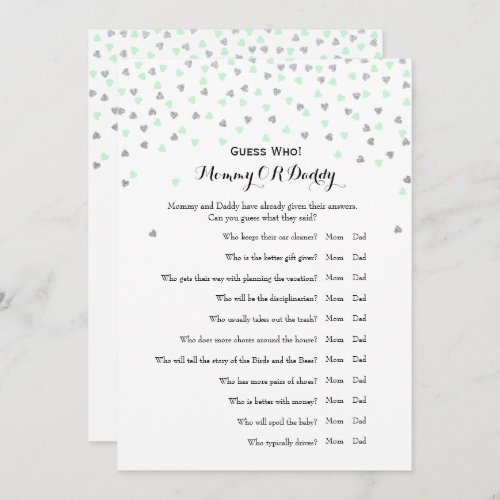 Mint 2x Baby Shower Games Wishes  Guess Who Invitation
