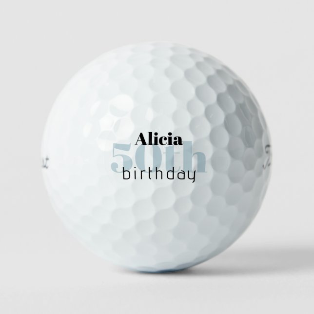 Mint 50th Birthday Personalized Titleist Pro V1 Golf Balls (Front)