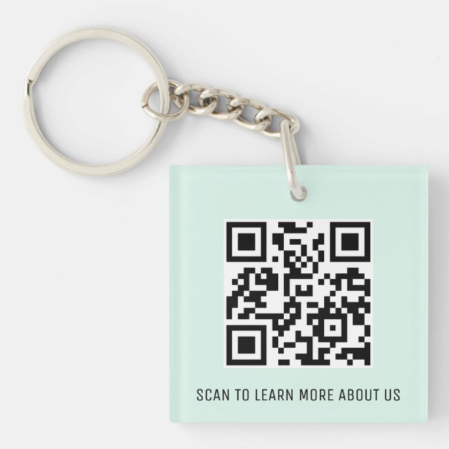 Mint Acrylic QR Code Keychain Custom Logo Square (Front)