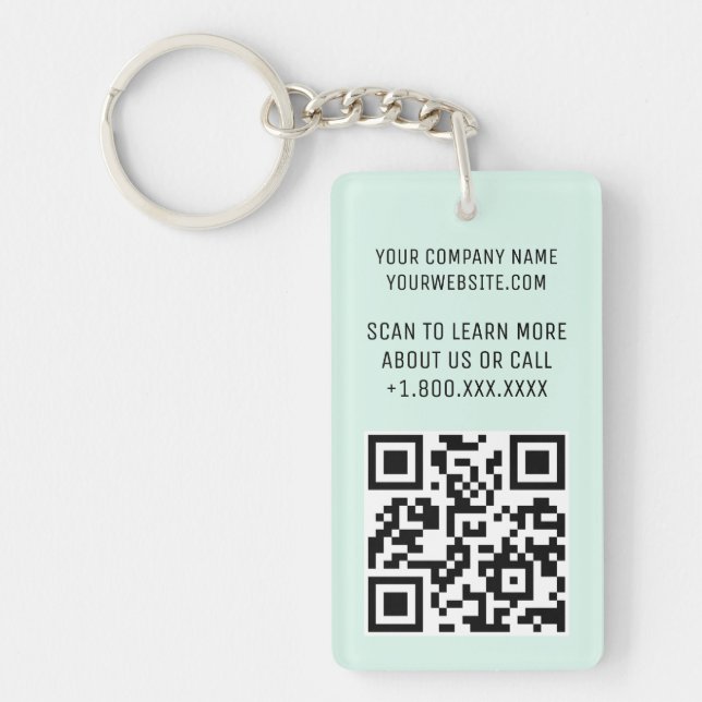 Mint Acrylic QR Code Keychain with Logo Rectangle (Front)