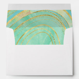 Mint Agate Watercolor 5 x 7 Wedding Envelope