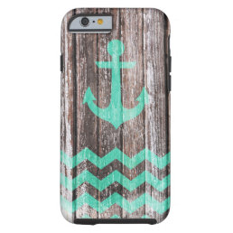 Mint Anchor on old wood Tough iPhone 6 Case