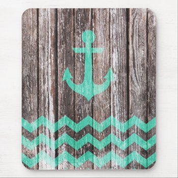 Mint Anchor On Old Wood Mouse Pad by parisjetaimee at Zazzle