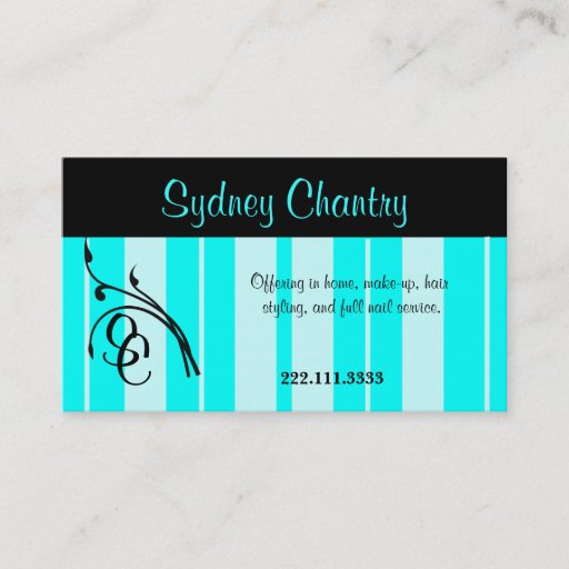 Customizable Mint and Black Stylish Business Card