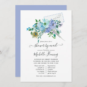 Mint and Blue Boho Baby Shower by Mail Invitation