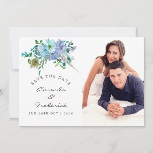 Mint and Blue Boho Floral Wedding Save the Date