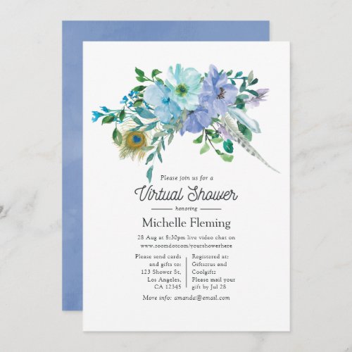 Mint and Blue Boho Virtual Baby Shower Invitation