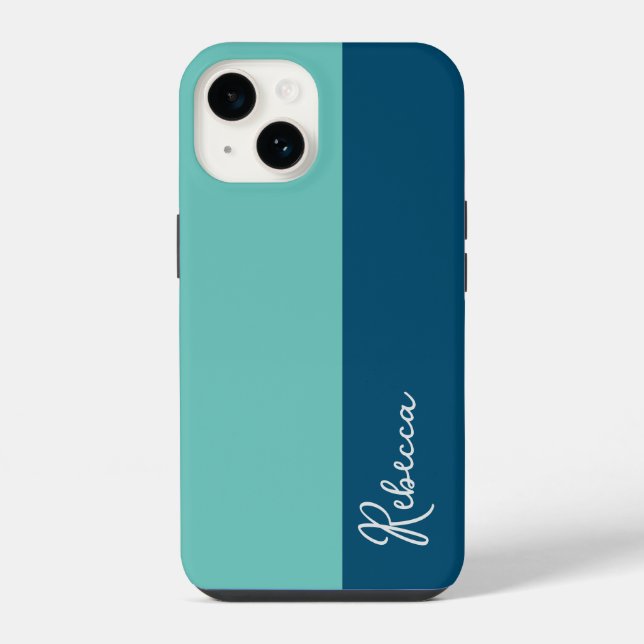 Mint and Blue Color Block Phone Case (Back)