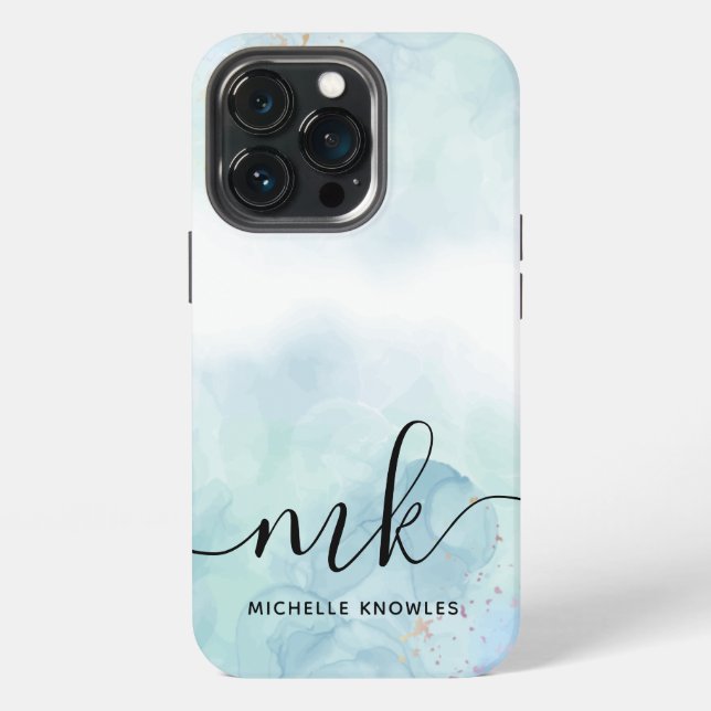 Mint and Blue  Iphone Case (Back)