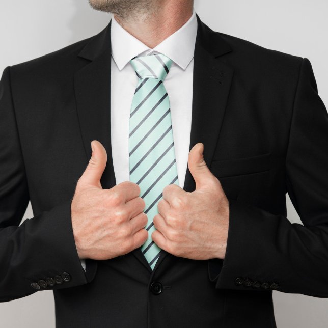 Mint and Blue Stripes Pattern Neck Tie (Creator Uploaded)