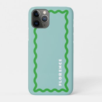 Mint And Bright Green Squiggle With Text Iphone 11 Pro Case by 2BirdStone at Zazzle