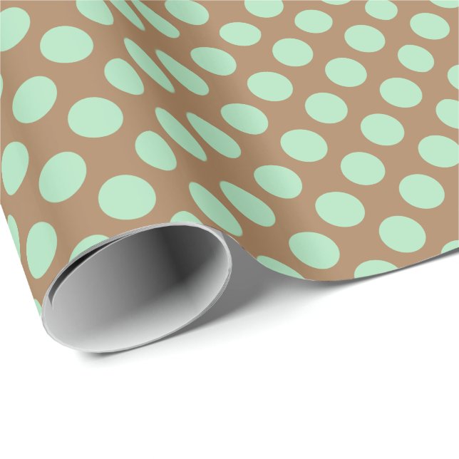 Mint And brown Polkadot Pattern Wrapping Paper (Roll Corner)