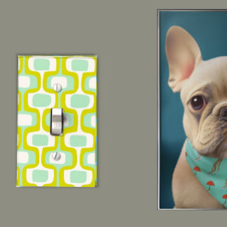 Mint and Chartreuse Mid-Century Modern Pattern Light Switch Cover