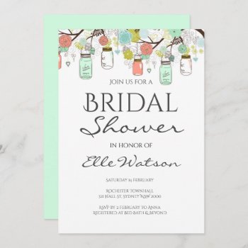 Mint And Coral Bridal Shower Invitation  Wedding Invitation by mymess at Zazzle