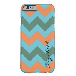Mint and Coral Chevron Custom Monogram Barely There iPhone 6 Case