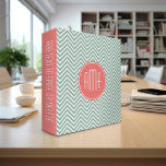 Mint and Coral Chevrons Custom Monogram<br><div class="desc">A bold art deco geometric pattern in fresh,  cheerful colors. If you need to adjust the monograms,  click on the customize it button and make changes.</div>
