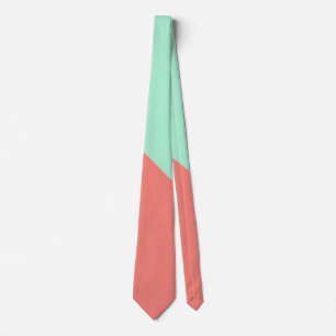 Mint and Coral Color Block Tie