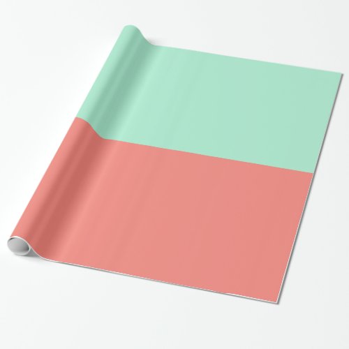 Mint and Coral Color Block Wrapping Paper