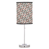 Mint and Coral Diamond Pattern Table Lamp (Back)