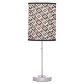 Mint and Coral Diamond Pattern Table Lamp (Front)
