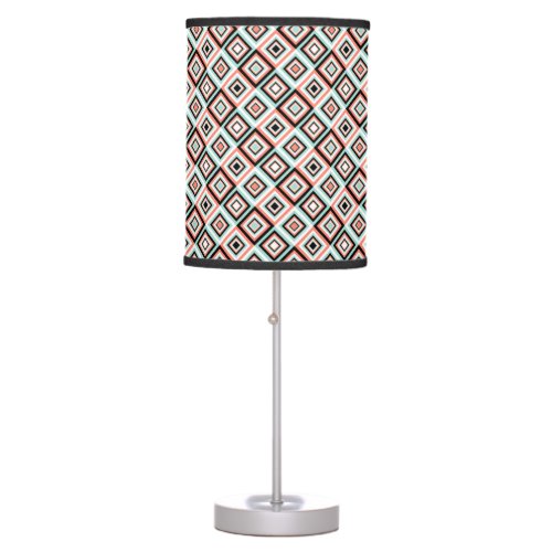 Mint and Coral Diamond Pattern Table Lamp