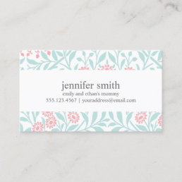 Mint and Coral Floral Damask Pattern Calling Card