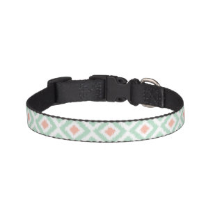 Mint and Coral Ikat Diamonds Pattern Pet Collar