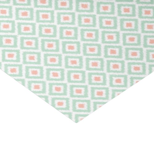 Mint and Coral Ikat Diamonds Pattern Tissue Paper