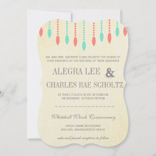 Mint and Coral Modern Tear Drop Beaded Invitation