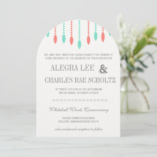 Mint and Coral Modern Tear Drop Beaded Invitation