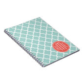 Mint and Coral Quatrefoil with Custom Monogram Notebook (Right Side)