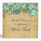 Mint and Coral Roses Bridal Recipe Folder (Front)