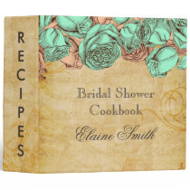 Mint and Coral Roses Bridal Recipe Folder