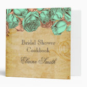 Mint and Coral Roses Bridal Recipe Folder (Front/Inside)