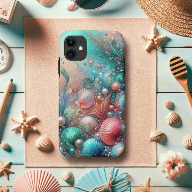 Mint And Coral Seashells Ocean Bliss  Case-Mate iPhone Case (Creator Uploaded)
